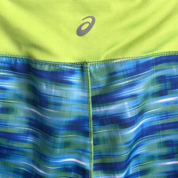 ASICS Blue & Green Cropped Leggings S - Picture 3 of 4